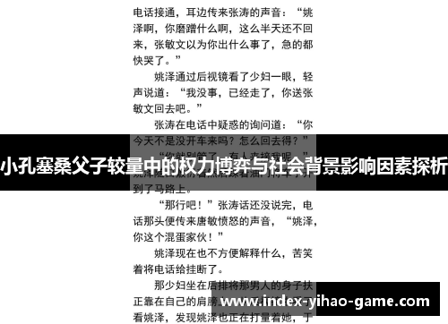 小孔塞桑父子较量中的权力博弈与社会背景影响因素探析